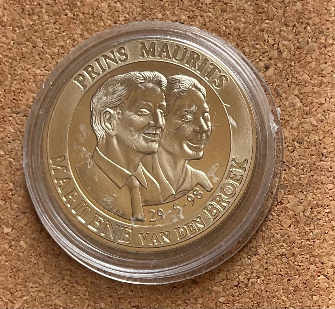 Penning - Huwelijk Prins Maurits en Marilene van der Broek, Postzegels en Munten, Ophalen of Verzenden, Overige materialen, Nederland