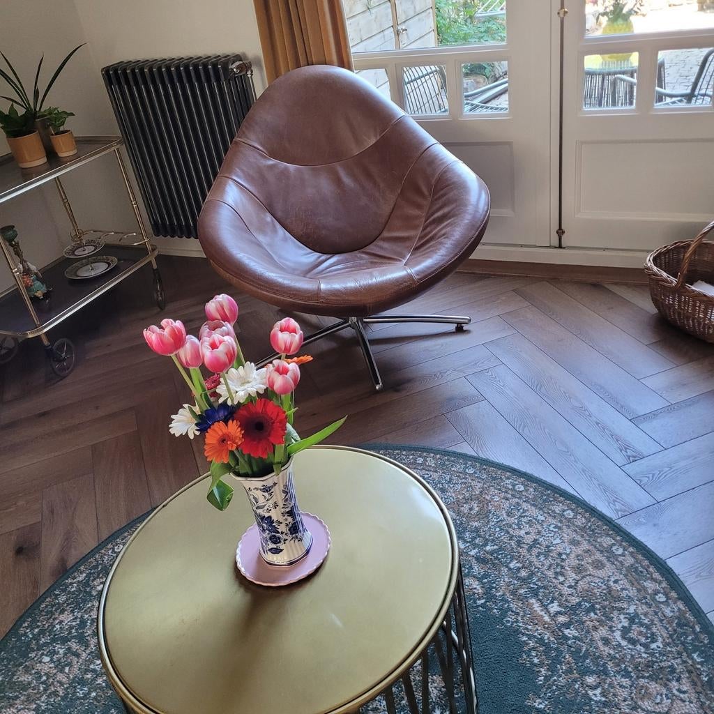 2 Gérard vd Berg lederen  stoelen Hidde!!!!!, Ophalen, Gebruikt, 75 tot 100 cm, 50 tot 75 cm