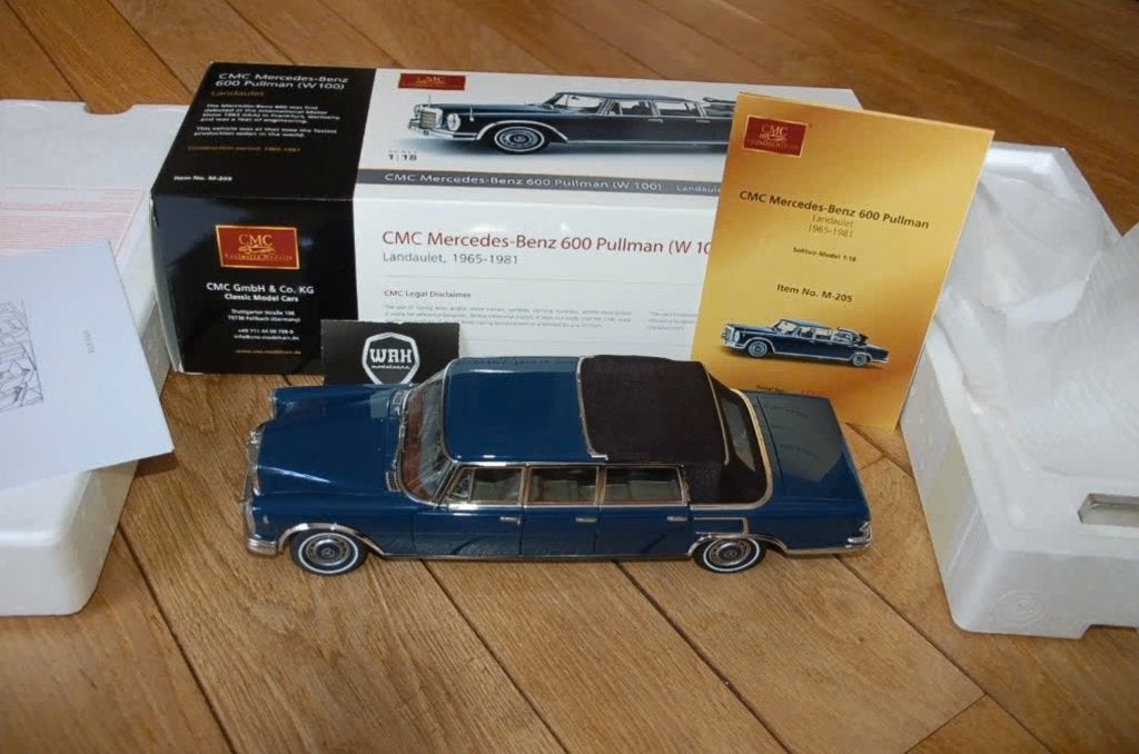 1:18 Mercedes 600 Landaulette blue CMC M-205 USED! inbox WRH, Hobby en Vrije tijd, Modelauto's | 1:18, Verzenden, Gebruikt, Auto