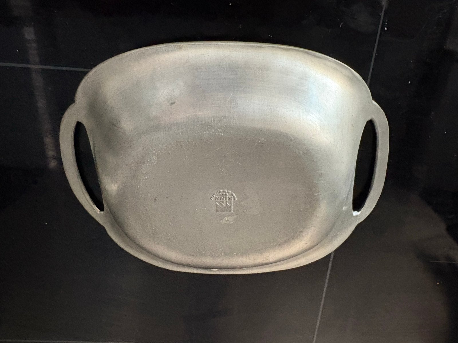 Antiek Jugendstil tinnen schaaltje met handgrepen, Ophalen of Verzenden