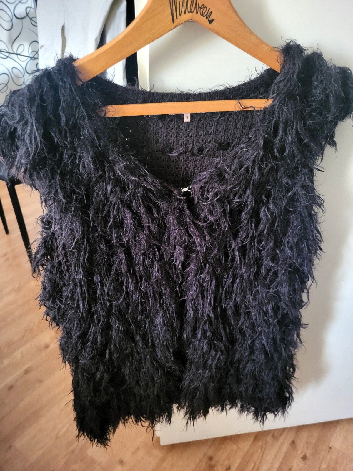 Y2K Boho Chic EsQualo shaggy gilet harige Bodywarmer zwart, Zwart, Esqualo, Ophalen of Verzenden, Zo goed als nieuw