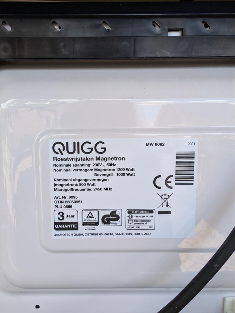 Quigg Roestvrijstalen Magnetron met Grill gebruikt, Witgoed en Apparatuur, Magnetrons, Zo goed als nieuw, Vrijstaand, Magnetron