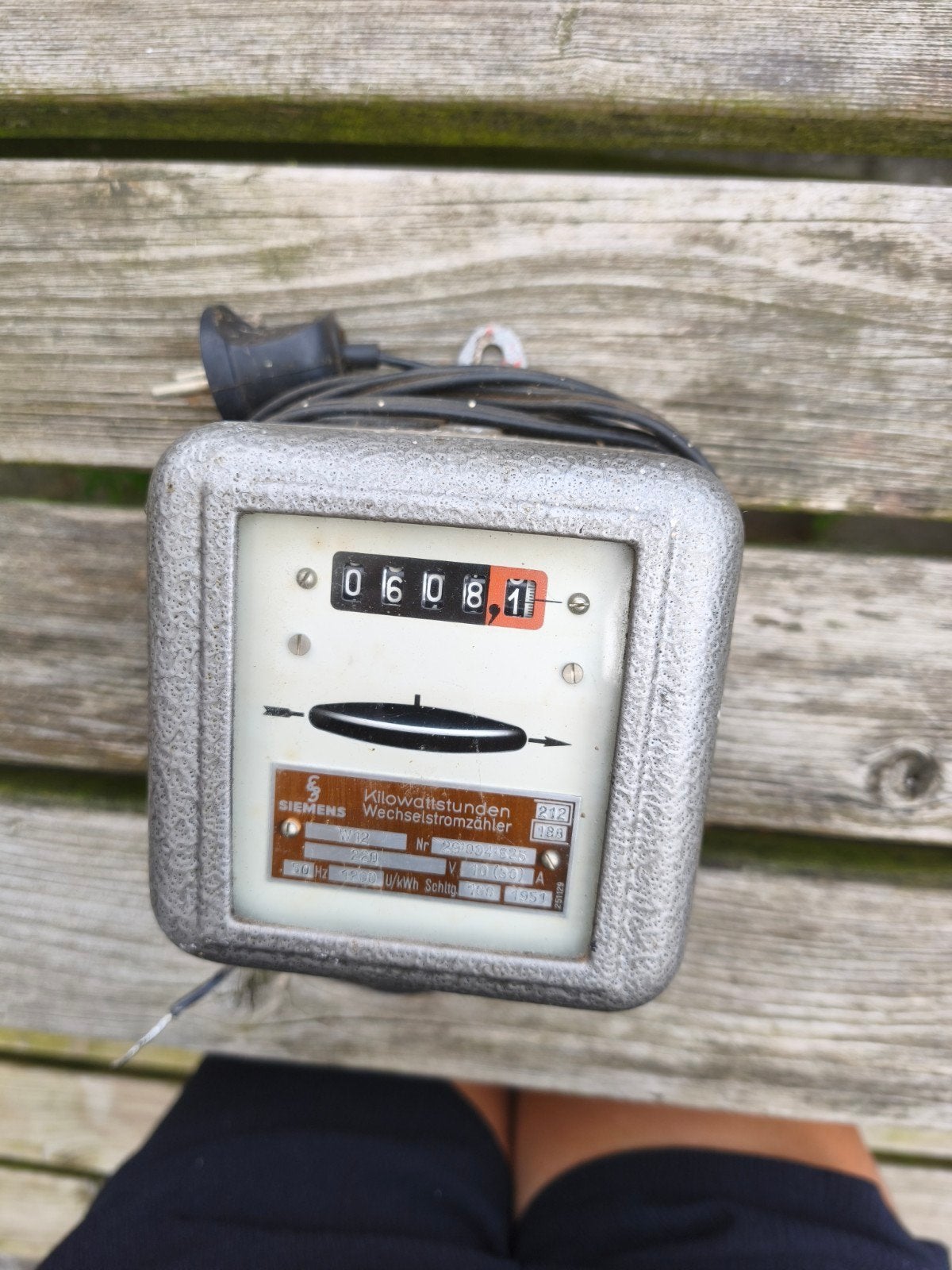 Vintage Siemens Elektriciteitsmeter (1951) – Analoog, Ophalen of Verzenden, Gebruikt