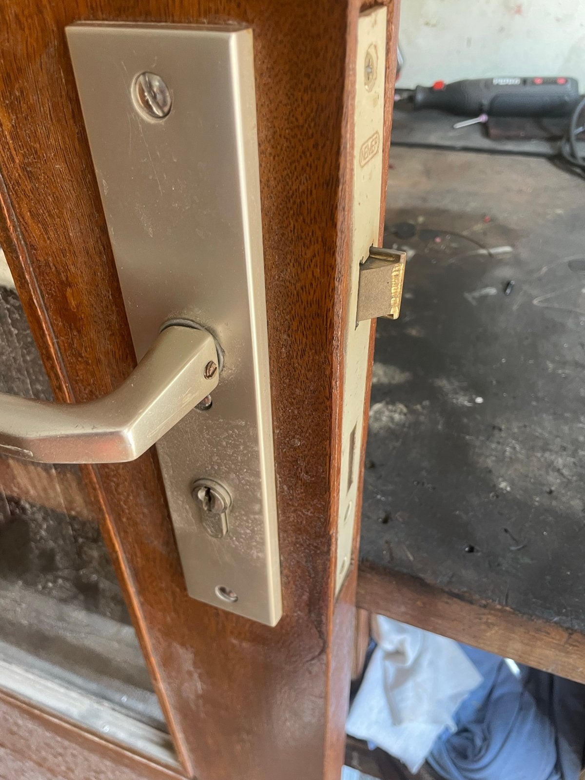 Hardhouten buitendeur met enkel glas, Doe-het-zelf en Verbouw, Deuren en Horren, Gebruikt, 80 tot 100 cm, Ophalen of Verzenden