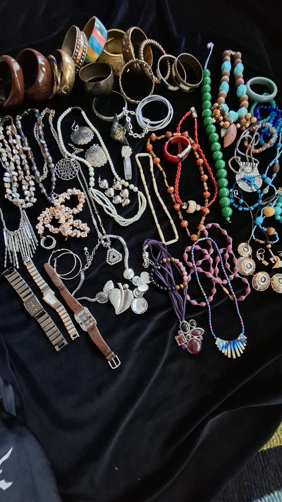Lot vintage sieraden kettingen armbanden, Ophalen of Verzenden, Gebruikt, Overige materialen