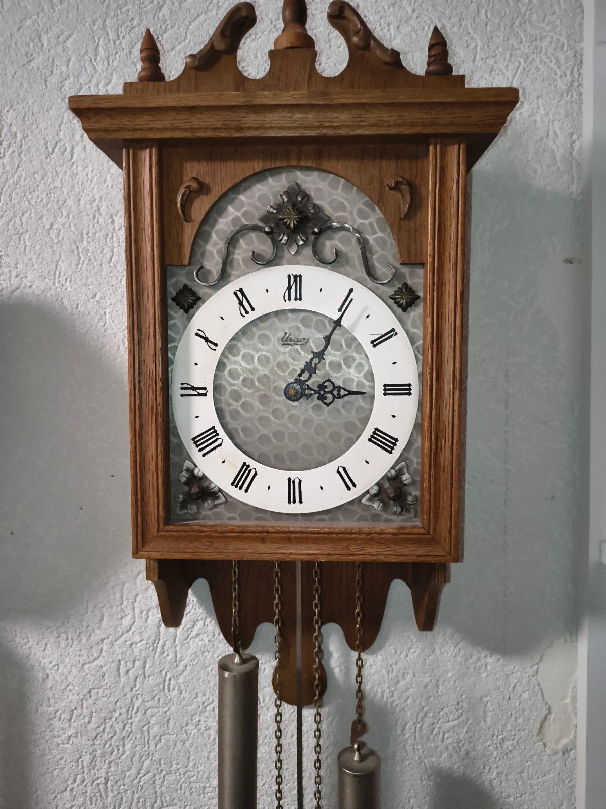 Vintage wandklok met kettingen en gewichten, Antiek en Kunst, Antiek | Klokken, Ophalen