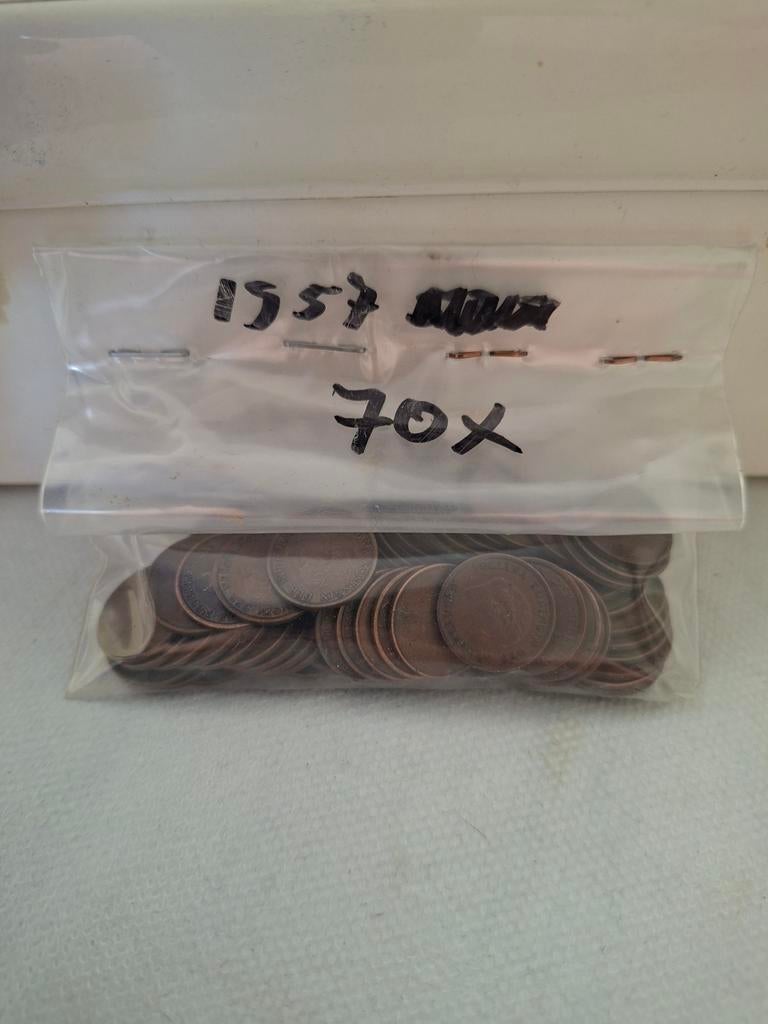70 x 1 cent 1957, Postzegels en Munten, Munten | Nederland, Verzenden, Koningin Juliana