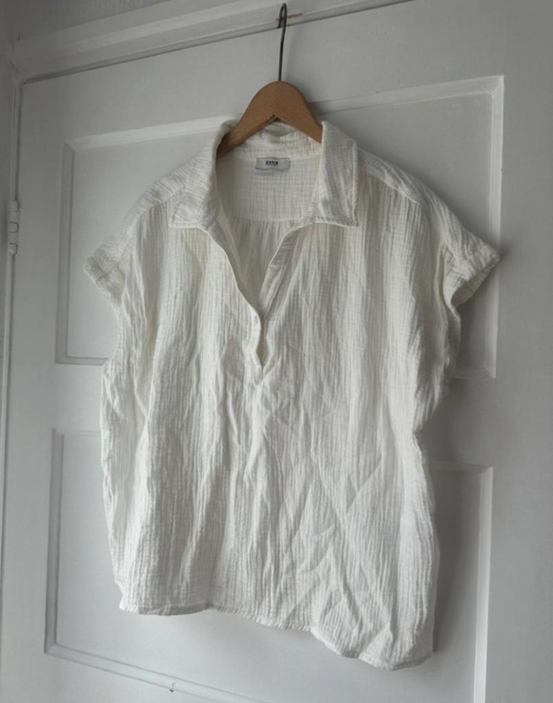 Fijne hydrofiel creme witte tuniek blouse top Anna van Toor, Kleding | Dames, Ophalen of Verzenden, Zo goed als nieuw, Maat 42/44 (L)