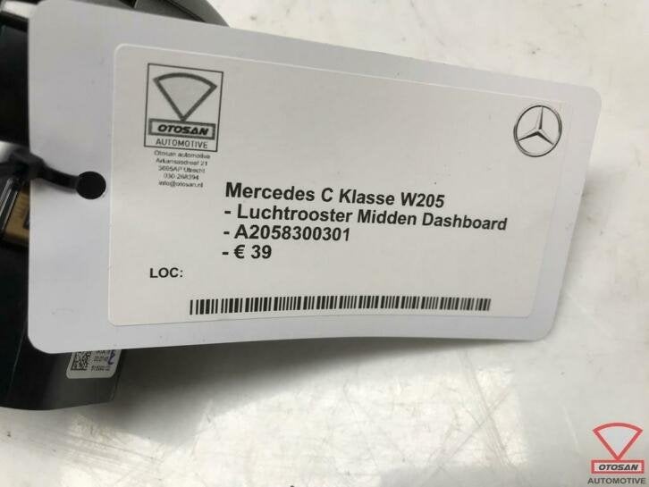 mercedes c klasse luchtrooster midden dashboard a2058300301, Gebruikt, Mercedes-Benz AG, Mercedes-Benz, Ophalen of Verzenden