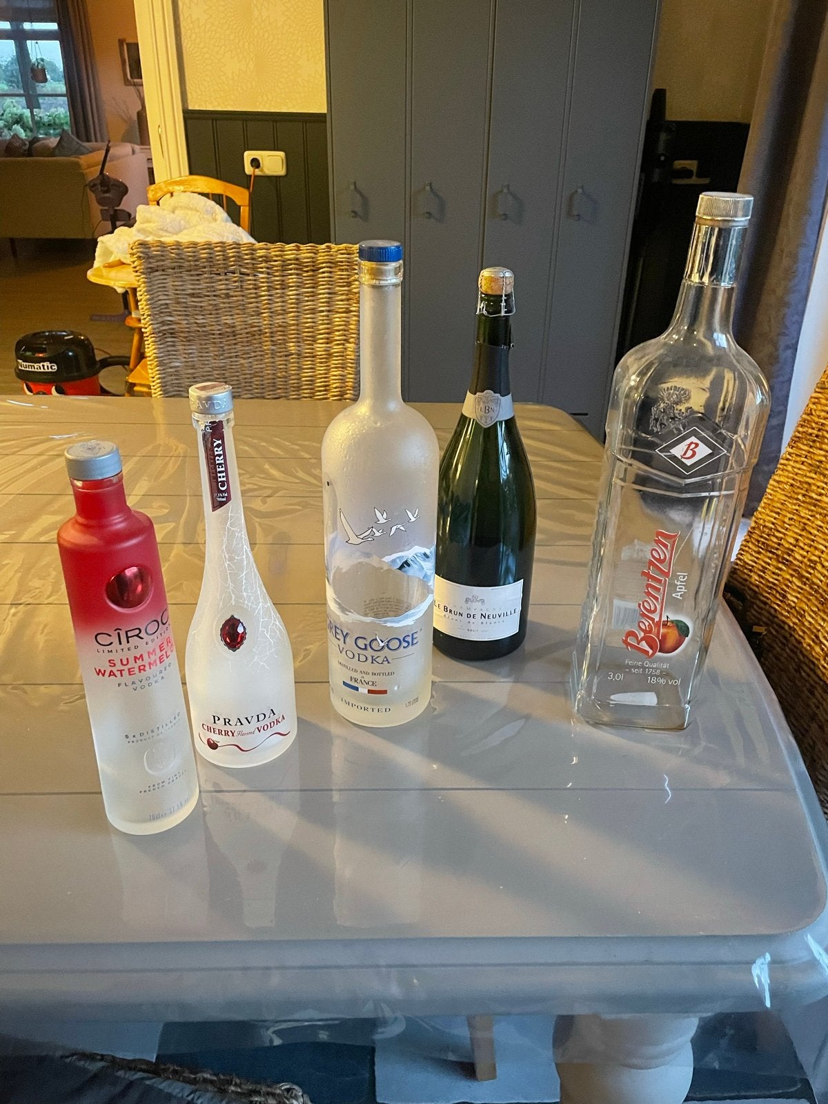 Lege flessen Berentzen, Vodka en Champagne, Ophalen, Gebruikt