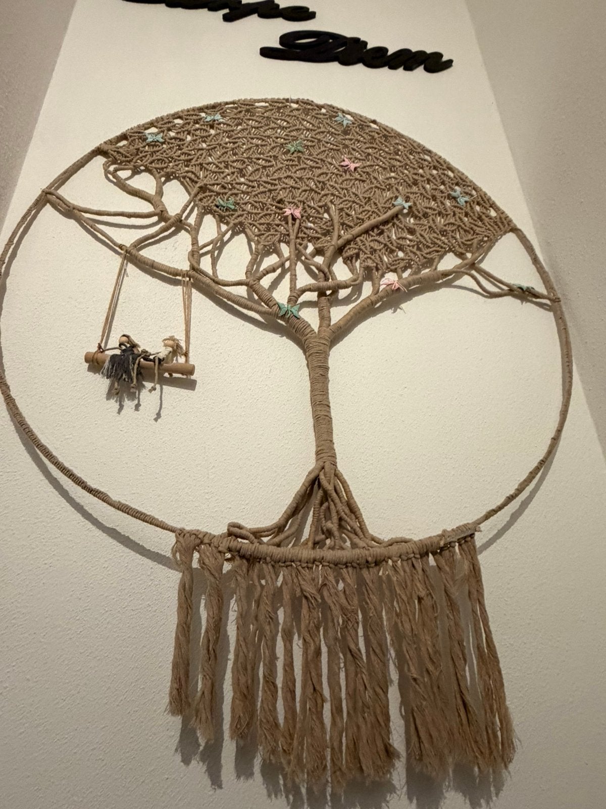 Uniek Macramé (boho) wanddecoratie. 120cm. Levensboom️, Nieuw, Ophalen of Verzenden, Eigen ontwerp, 120 cm