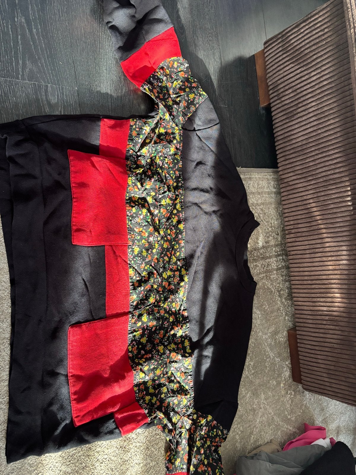 Zara Trui met Bloemenprint en Rode Details - Maat M, Ophalen of Verzenden, Zo goed als nieuw, Maat 38/40 (M), Zwart