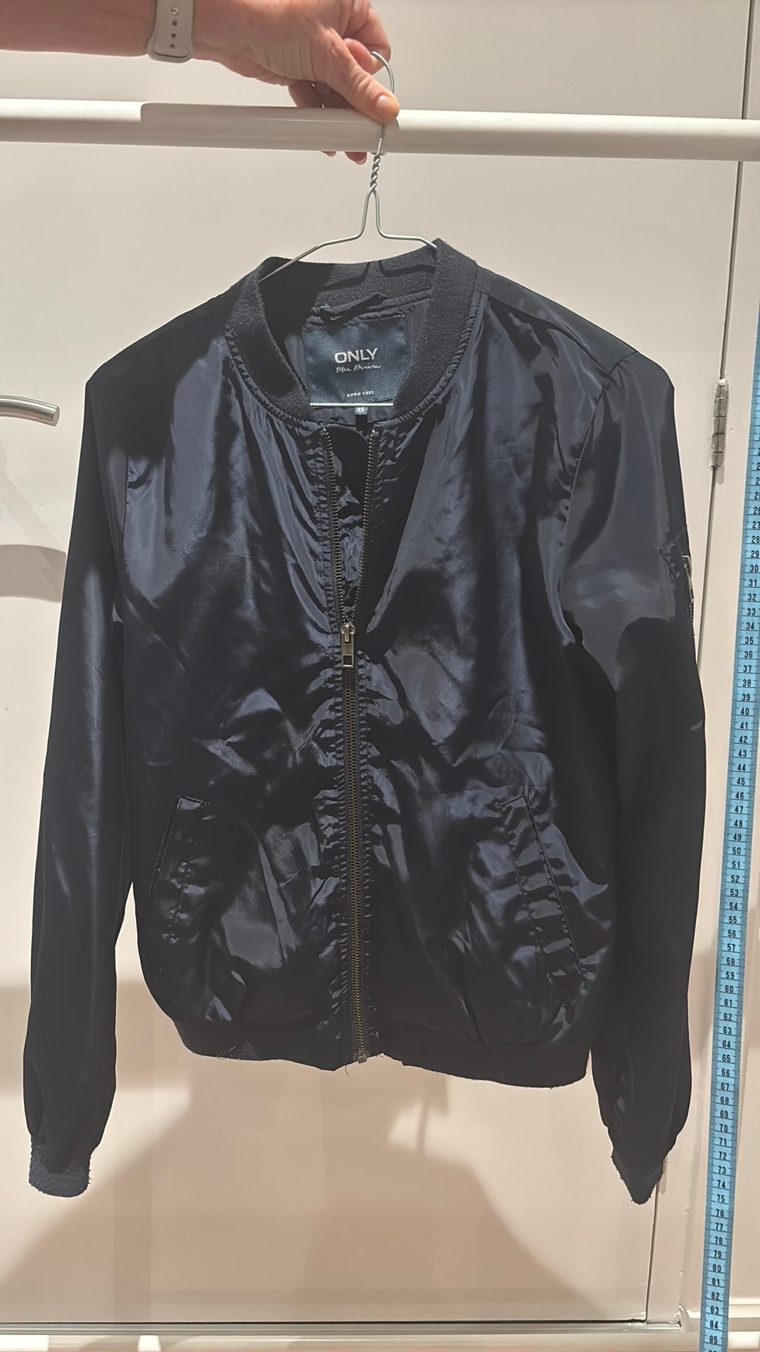 Donker blauwe bomber, Ophalen of Verzenden, Zo goed als nieuw, Maat 34 (XS) of kleiner, Blauw