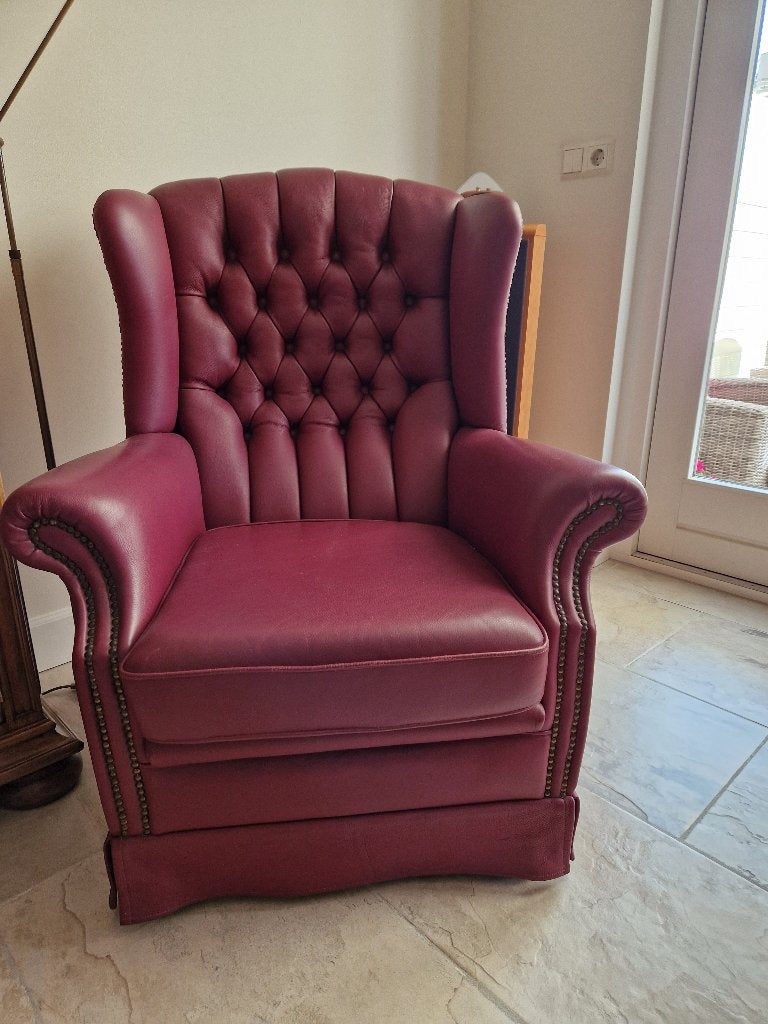 Lederen fauteuil, Ophalen, Gebruikt, Klassiek, 50 tot 75 cm