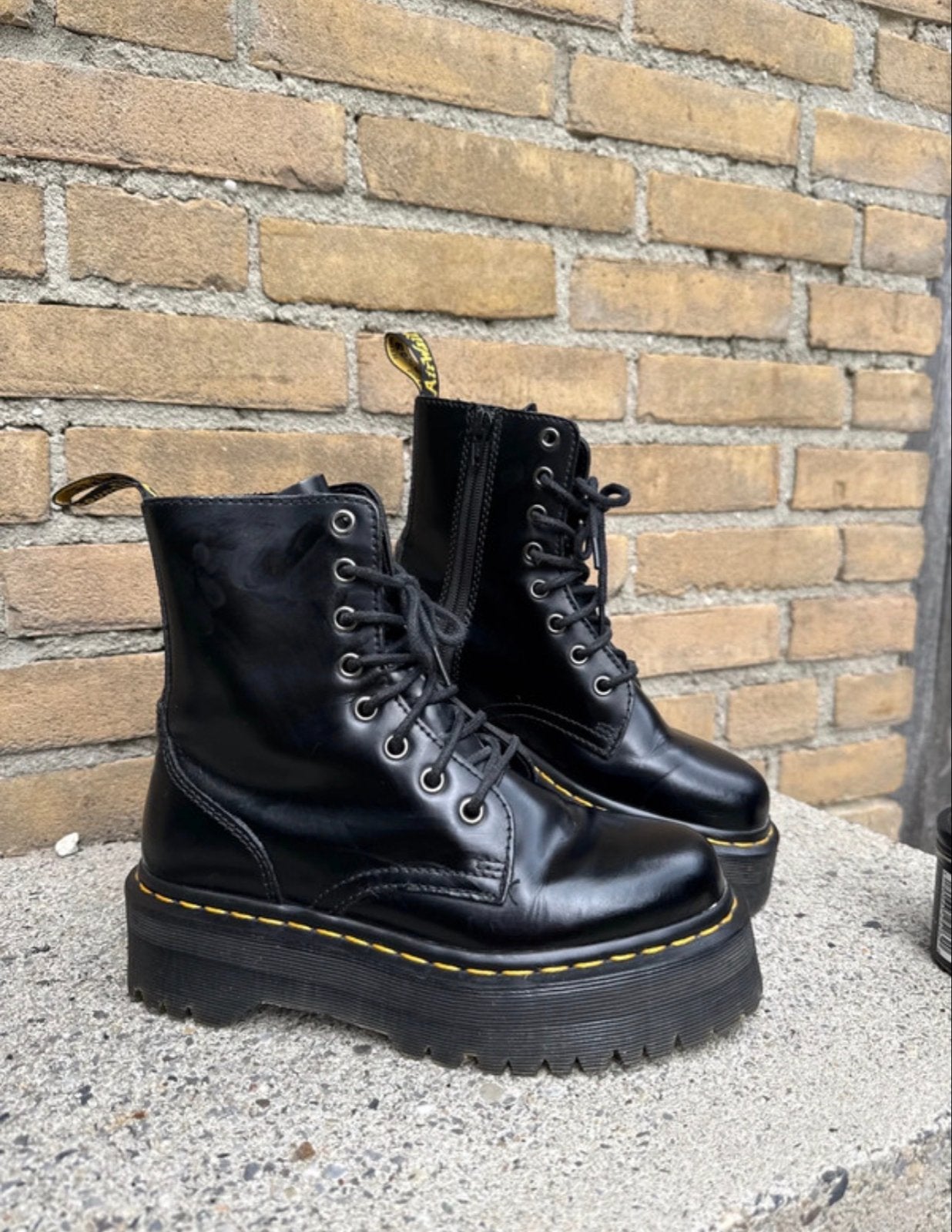 Dr. Martens Jadon platform laarzen, Ophalen of Verzenden, Zo goed als nieuw, Zwart, Lage of Enkellaarzen
