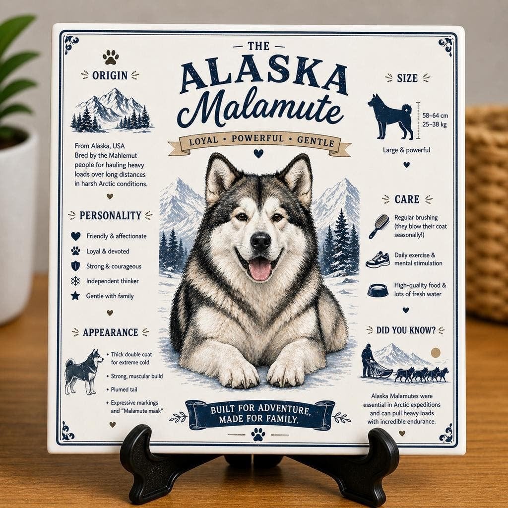 Alaska Malamute - Infographic Tegel, Verzenden, Nieuw