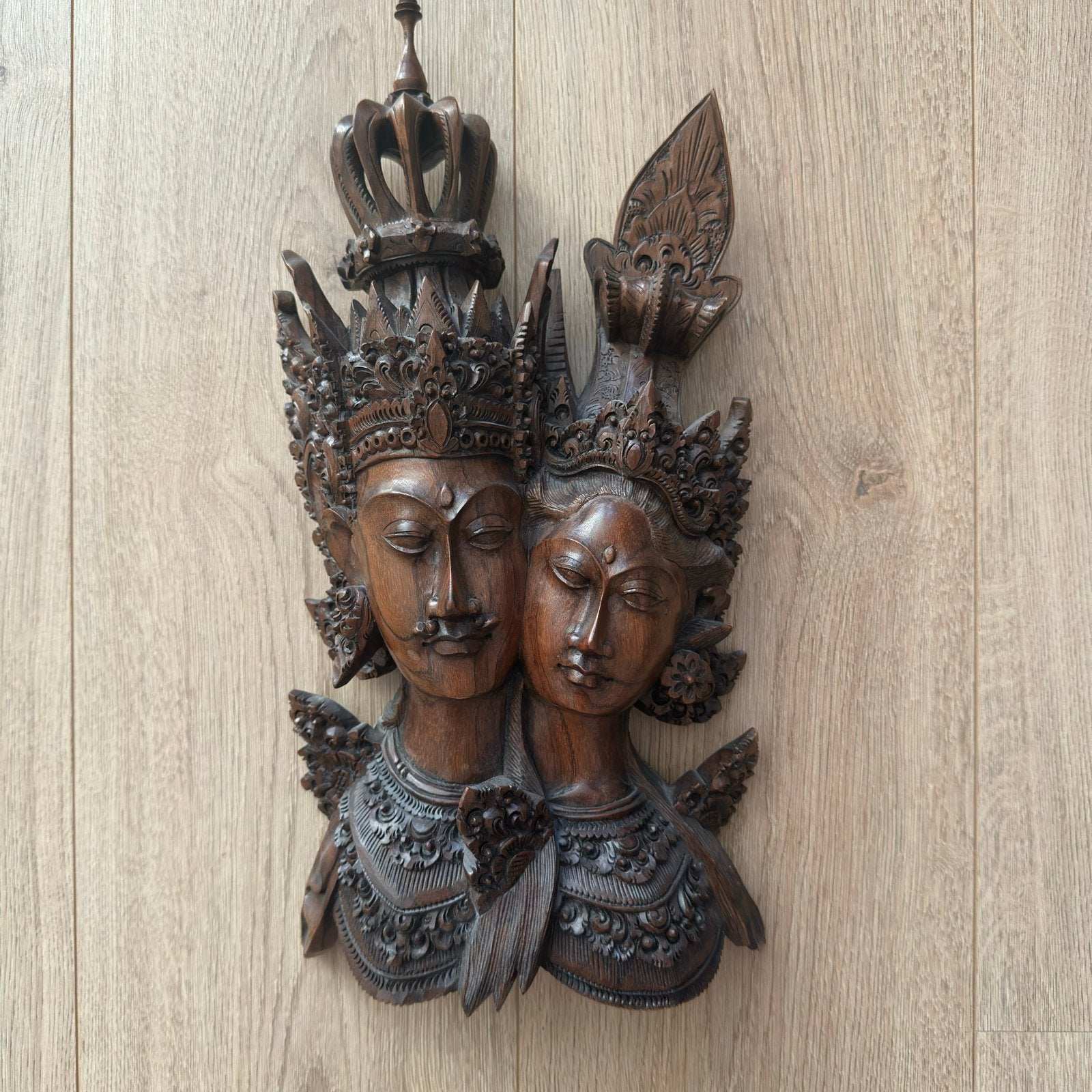 Houten Balinese Wanddecoratie - Rama & Sinta, Ophalen, Groep mensen, Handgemaakt, Wanddecoratie