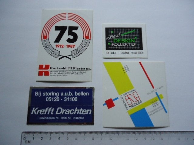 sticker oud Drachten vintage Krefft Necum KLUNDER Design fr, Verzenden, Zo goed als nieuw, Bedrijf of Vereniging