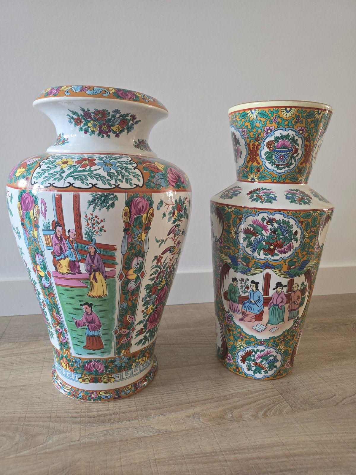 set van 2 grote antieke vazen in Canton-stijl  €149 !!, Ophalen of Verzenden