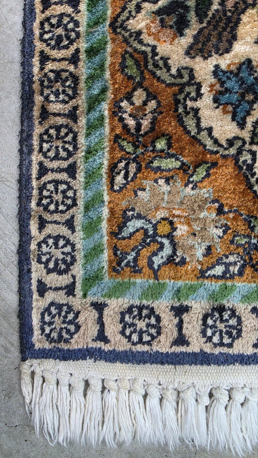 Handgeknoopt oosters Zijde Kashmir tapijt square 40x40cm, Vintage, Perzisch, Oosters, Minder dan 50 cm, Gebruikt, Vierkant