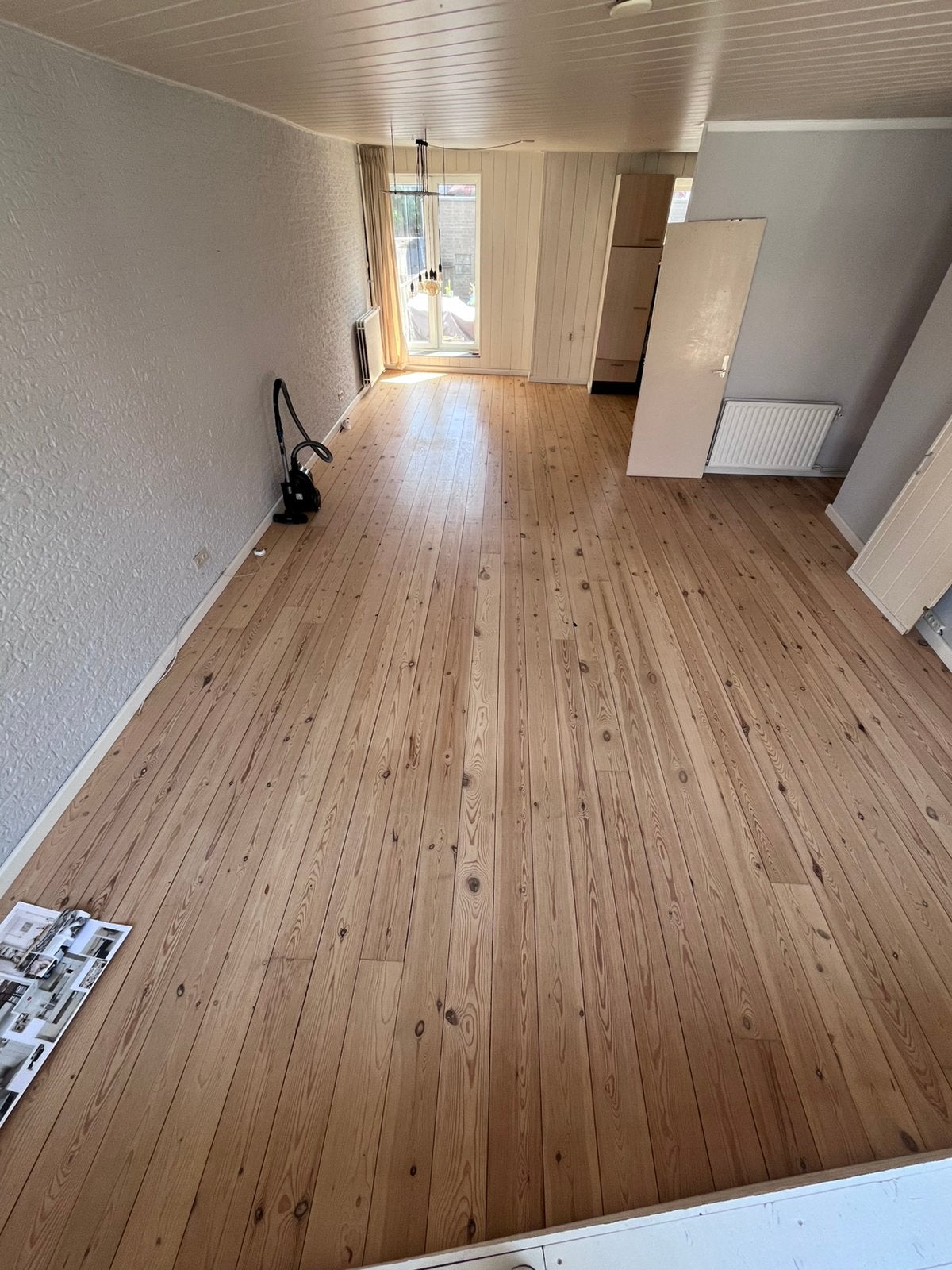 Grenen vloer ong 55m2, Doe-het-zelf en Verbouw, Ophalen, Gebruikt, Vloerdelen of -planken, 10 m² of meer
