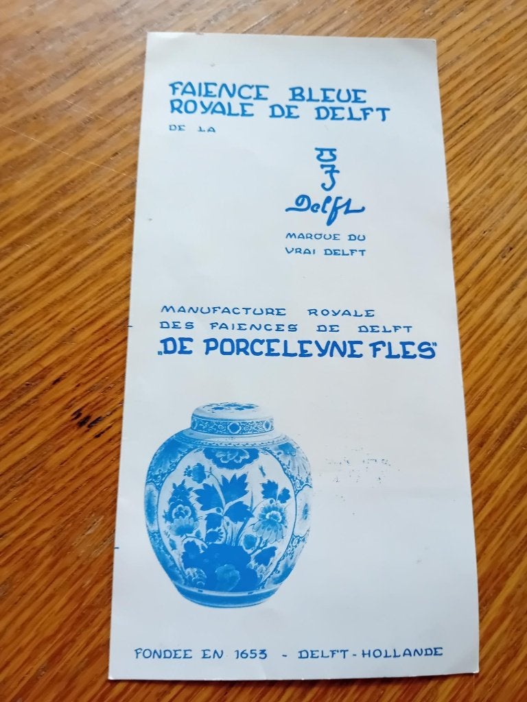 Franstalige folder De Porceleyne Fles Delfts Blauw, Boeken, Ophalen of Verzenden, Gelezen