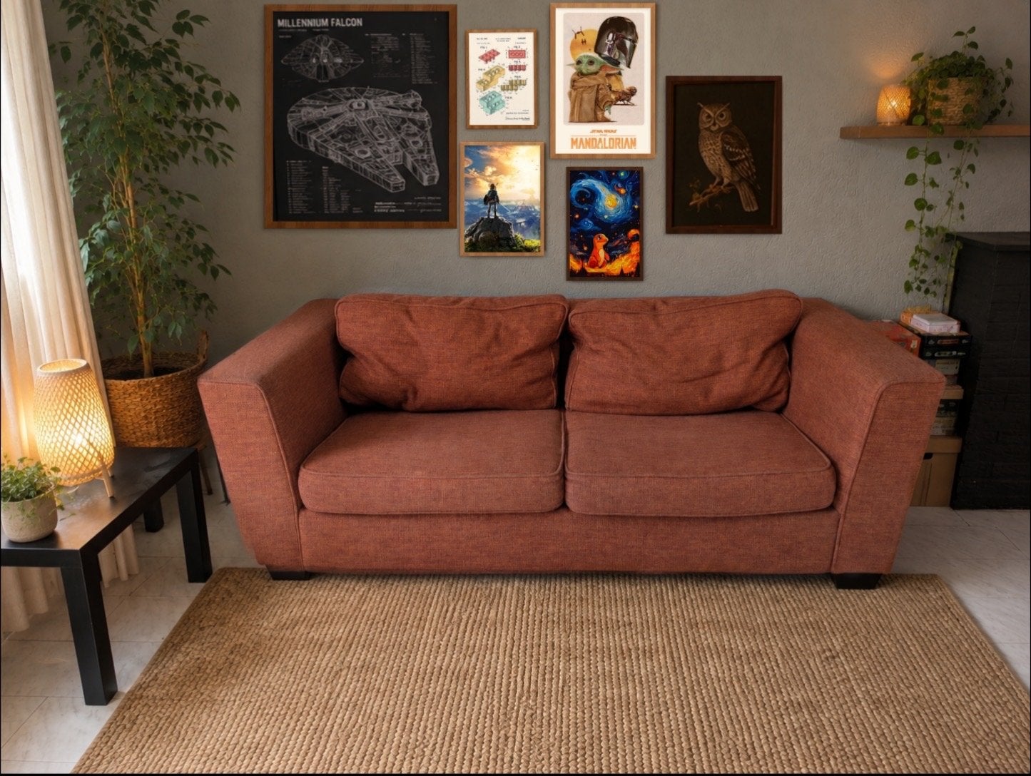 Comfortabele 2,5-zitsbank- Terracotta, Ophalen, Gebruikt, Driepersoons, 75 tot 100 cm