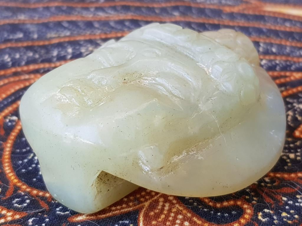Mooie antieke Oosterse gesp van jade met Boeddha 5,5 cm., Ophalen of Verzenden