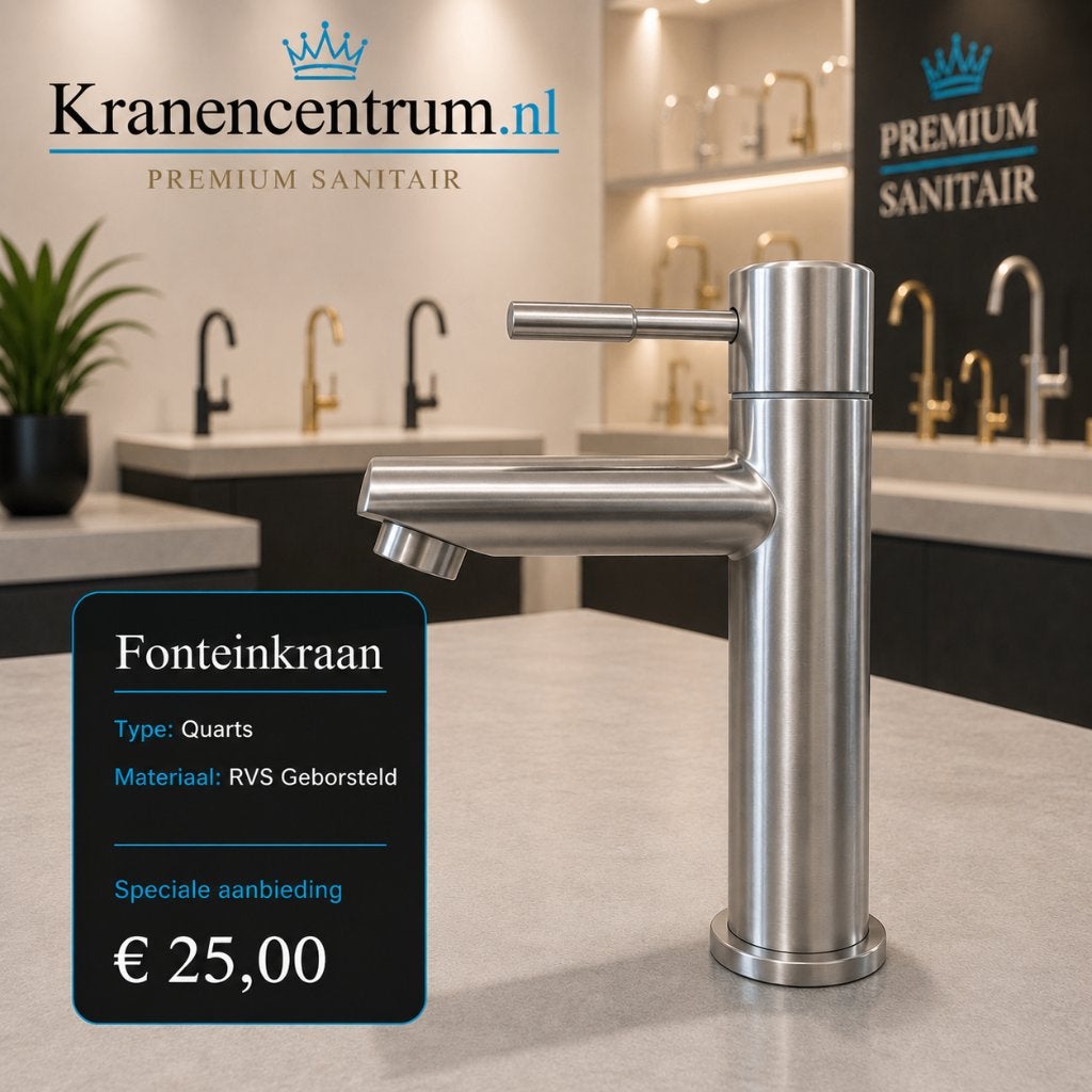 Fonteinkraan Toilet RVS Geborsteld type: Quarts