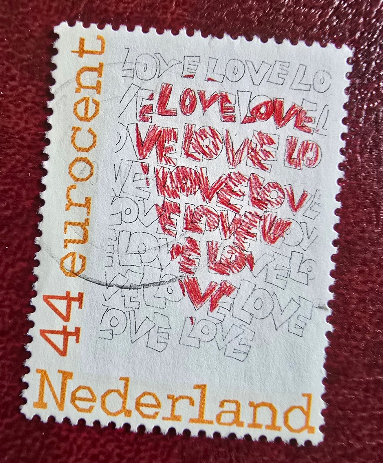 Kv372 persoonlijke postzegel  44 eurocent postzegel 'Love', Ophalen of Verzenden, Na 1940, Gestempeld