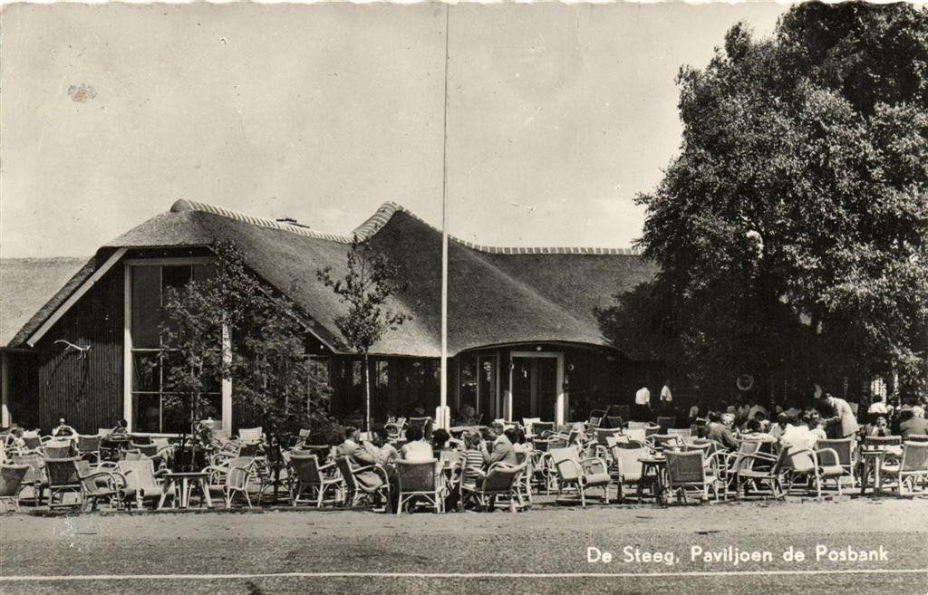 De Steeg, Paviljoen de Posbank - volk terras - ongelopen, Ophalen of Verzenden, 1960 tot 1980, Ongelopen, Gelderland