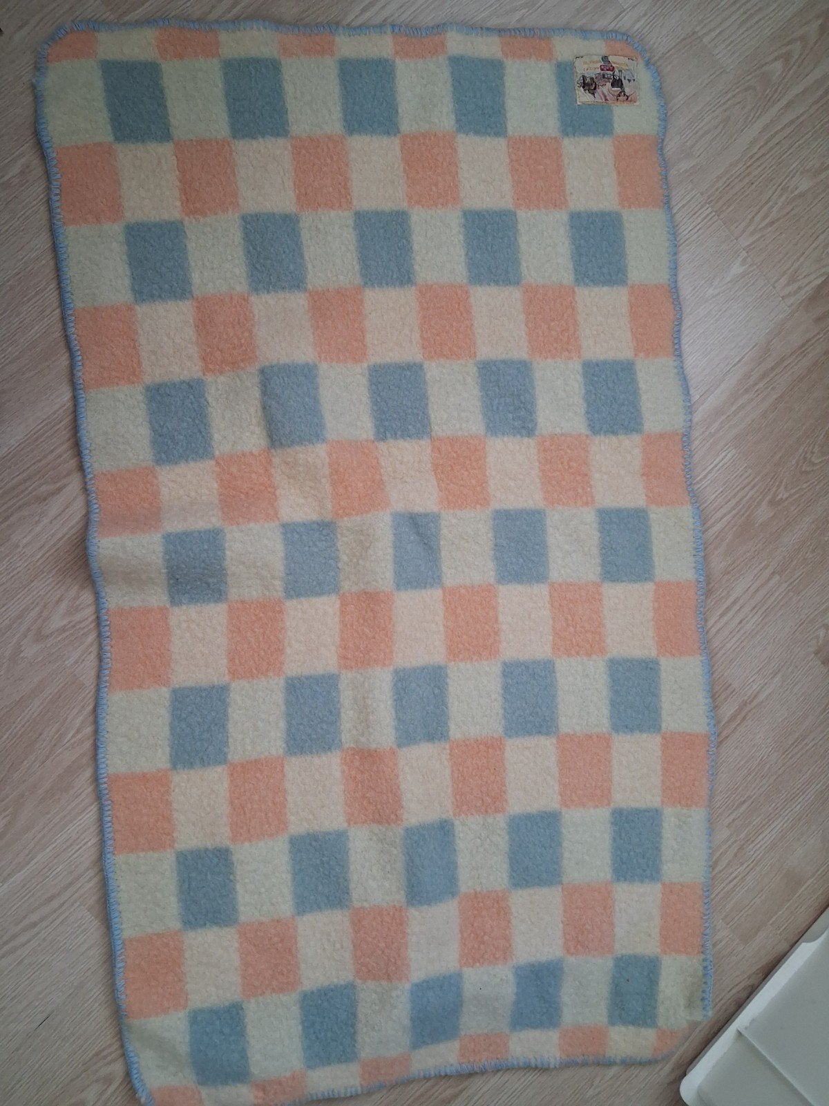 Vintage Aabe Deken - Geblokt Patroon, Kinderen en Baby's, Ophalen of Verzenden, Deken