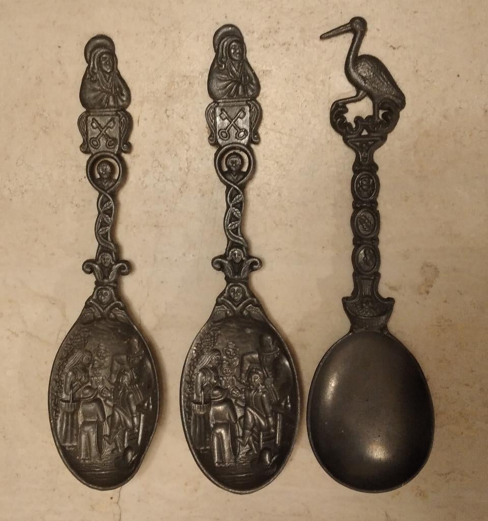 3 Antieke tinnen lepels, Ophalen of Verzenden