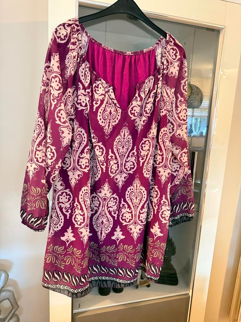 Paarse tuniek maat 46 Made in Italy, Ophalen of Verzenden, Zo goed als nieuw, Maat 46/48 (XL) of groter, Paars