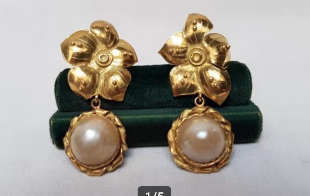 Oorhangers 18 kt parel vintage., Sieraden, Tassen en Uiterlijk, Antieke sieraden, Ophalen of Verzenden, Goud, Oorbellen