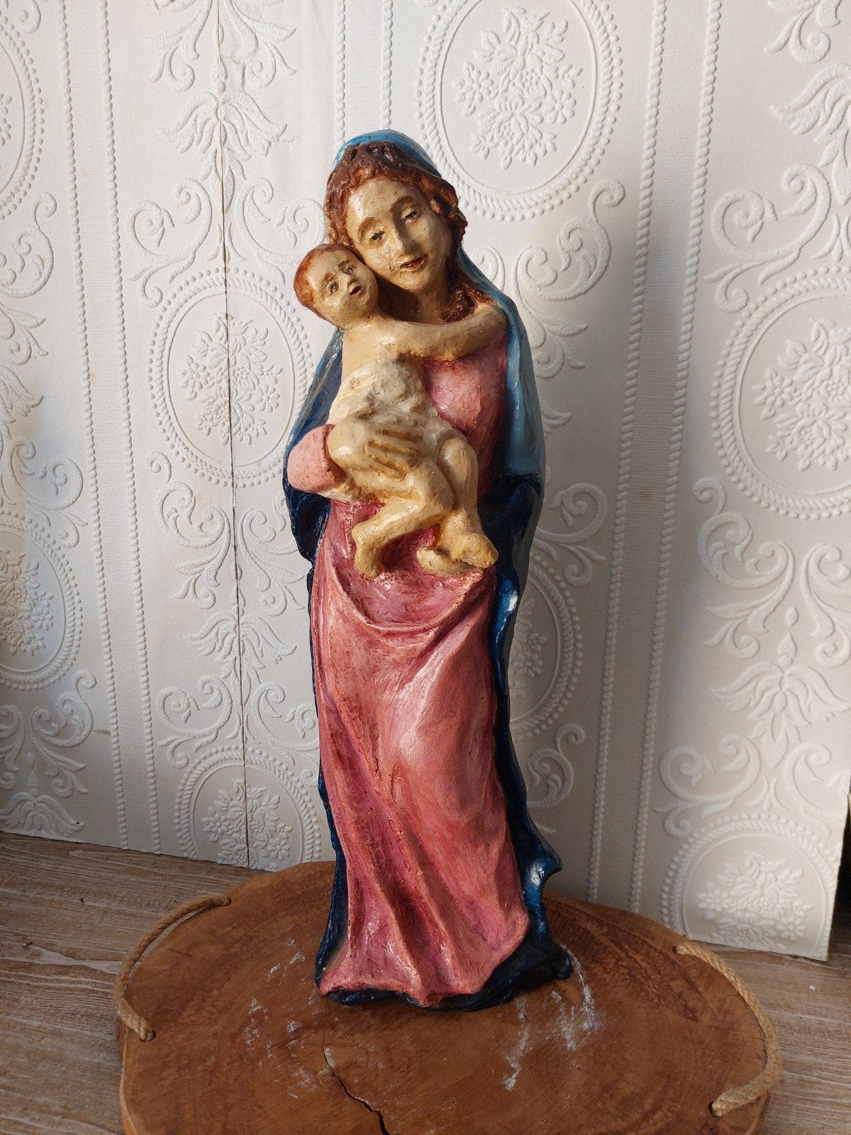 Vintage keramiek mariabeeld met kind, Antiek en Kunst, Antiek | Religie, Ophalen of Verzenden