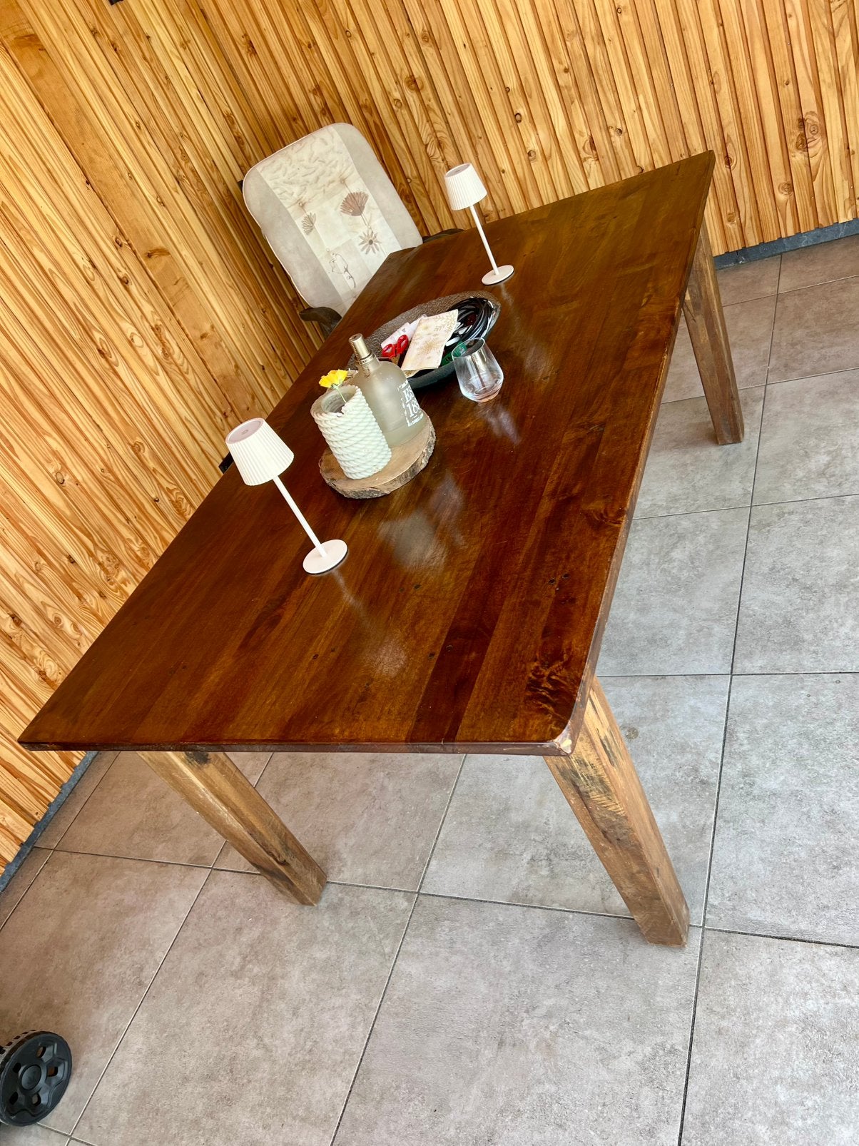 Hardhouten eettafel 190x90x79, Ophalen, Gebruikt, Koloniaal, 50 tot 100 cm