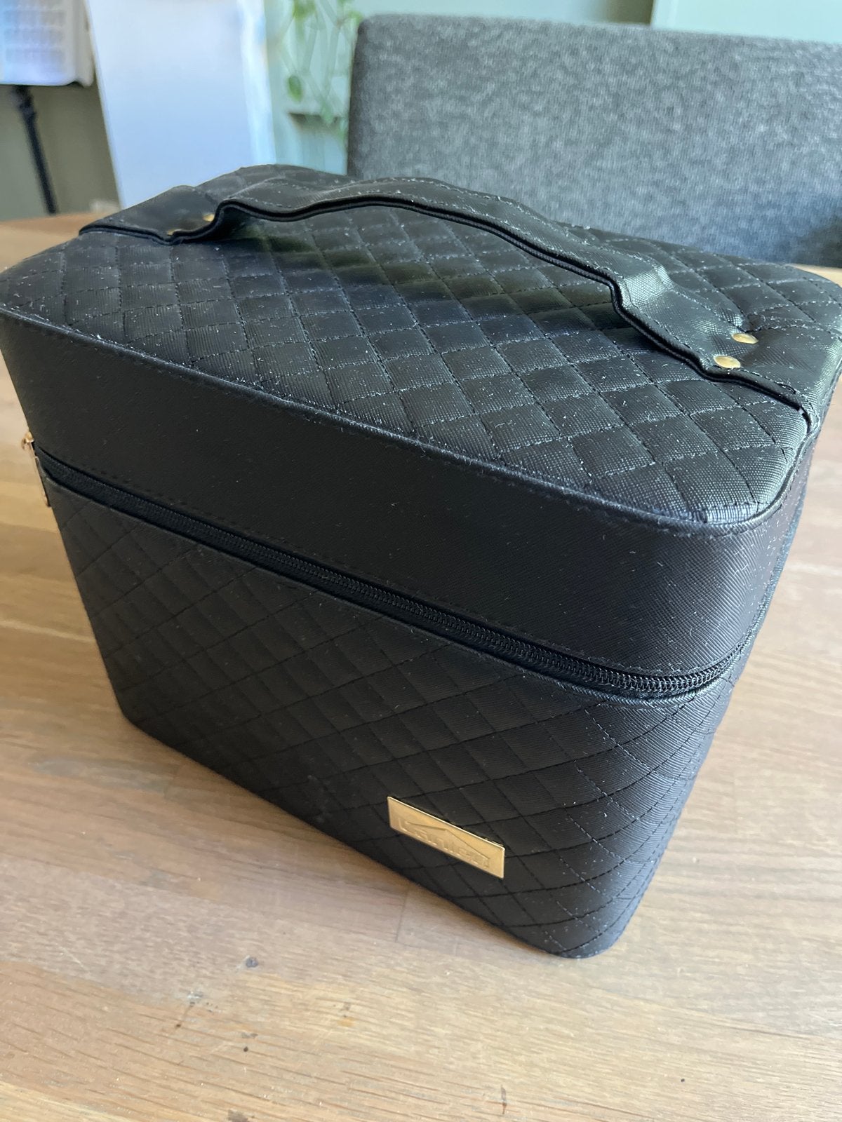 Zwarte make-up koffer met spiegeltje en vakjes, Zwart, Ophalen of Verzenden, Hardcase, Zo goed als nieuw