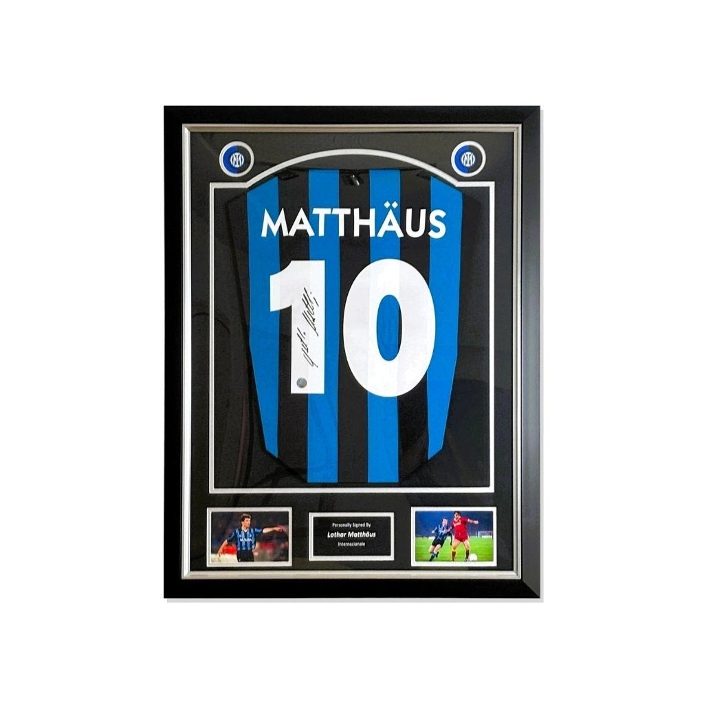 Matthäus – gesigneerd Inter Milan 1990 shirt Deluxe Frame, Verzamelen, Buitenlandse clubs, Shirt, Info@sportmemorabilianetherlands.com