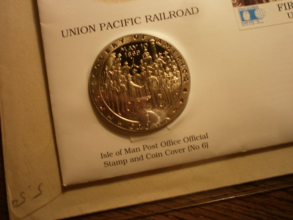 Numisbrief Isle of man Spoorwegen USA 1Crown, Postzegels en Munten, Ophalen of Verzenden, Duitsland