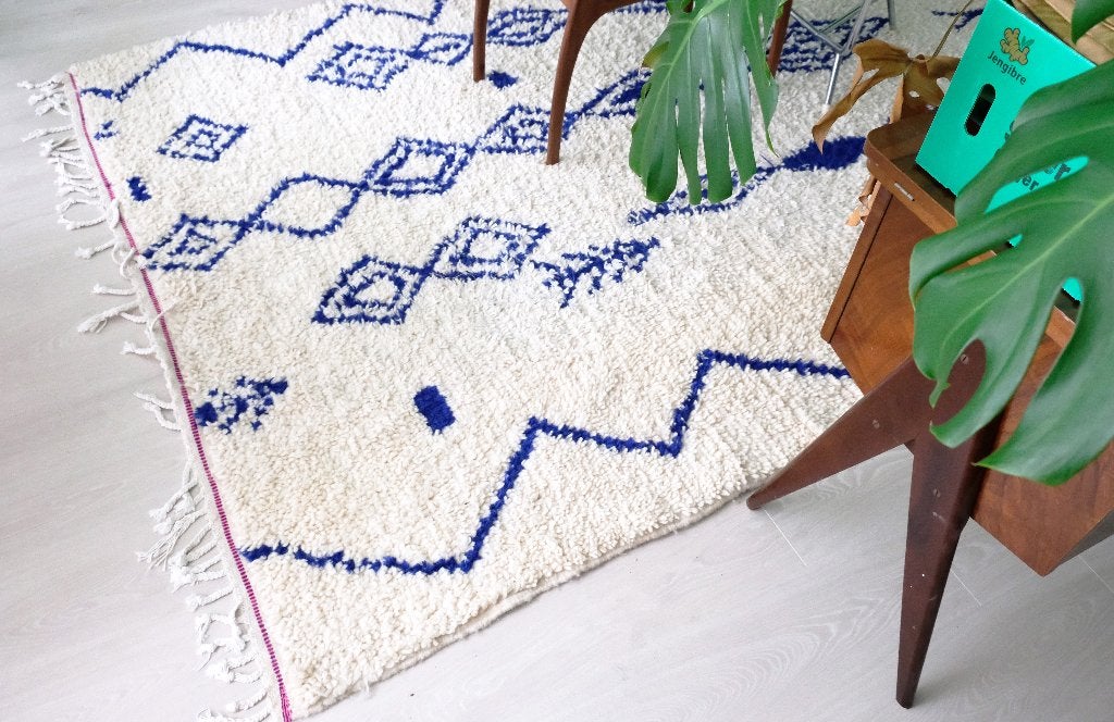 Tapijt Marokkaanse Stijl, Ophalen, Gebruikt, Blauw, 150 tot 200 cm