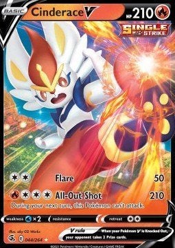 Cinderace V 044/264 – Fusion Strike – NM, Hobby en Vrije tijd, Verzamelkaartspellen | Pokémon, Ophalen of Verzenden, Nieuw, Losse kaart