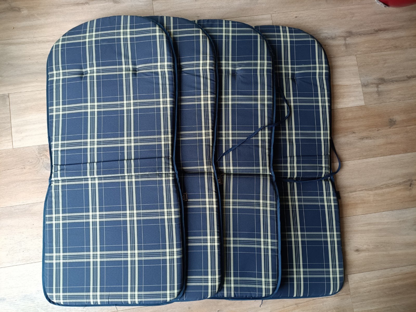 4x PR & Design Stoelkussens - Geruit Blauw/Wit, Ophalen of Verzenden