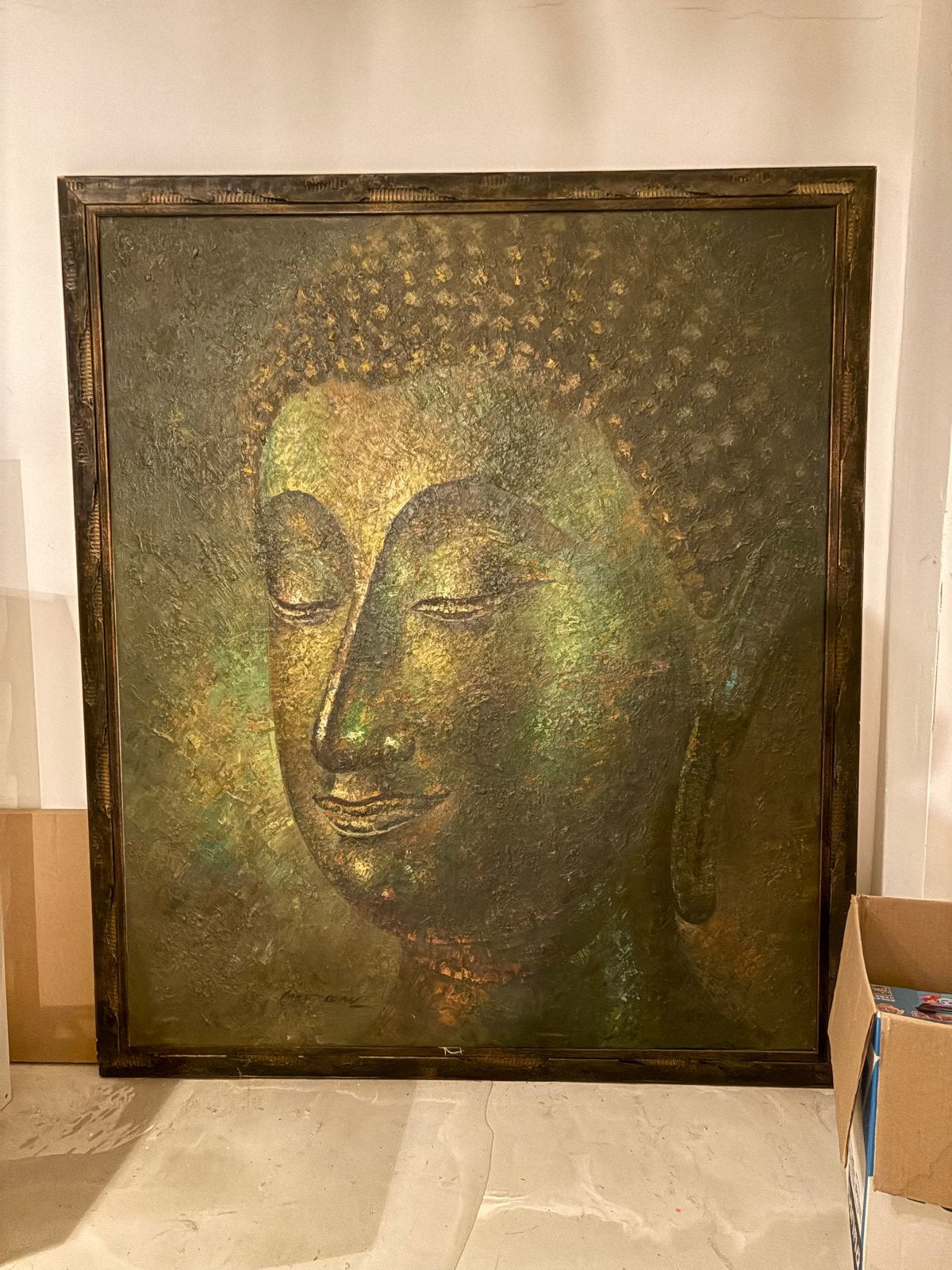 Groot authentiek Boeddha schilderij uit Thailand, Ophalen, Meerkleurig, Geschilderd, Overige herkomsten