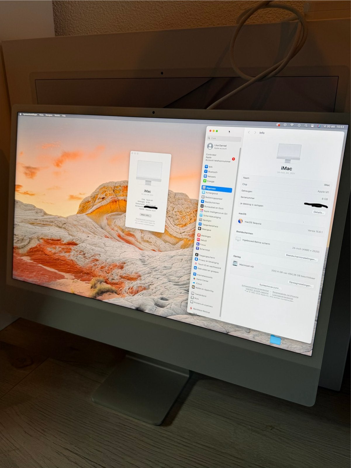 iMac 2021 24 inch M1 chip 8GB RAM 512GB SSD, Computers en Software, IMac, Ophalen of Verzenden, Zo goed als nieuw, 24inch