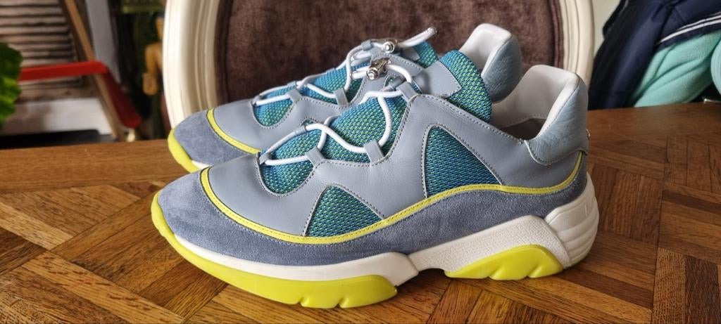 Longchamp Sneakers - Grijs, Blauw & Geel maat 40, Longchamp, Ophalen of Verzenden, Grijs, Sneakers of Gympen