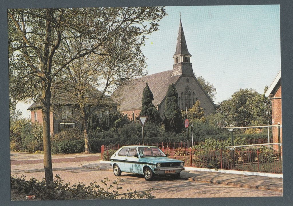 Krabbendijke - Gereformeerde Kerk met pastorie, mooie auto, Verzenden, 1980 tot heden, Ongelopen, Zeeland