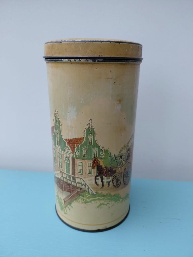 Vintage beschuitbus Albert Heijn Zaanse Schans, Verzamelen, Blikken, Ophalen of Verzenden, Gebruikt, Overige