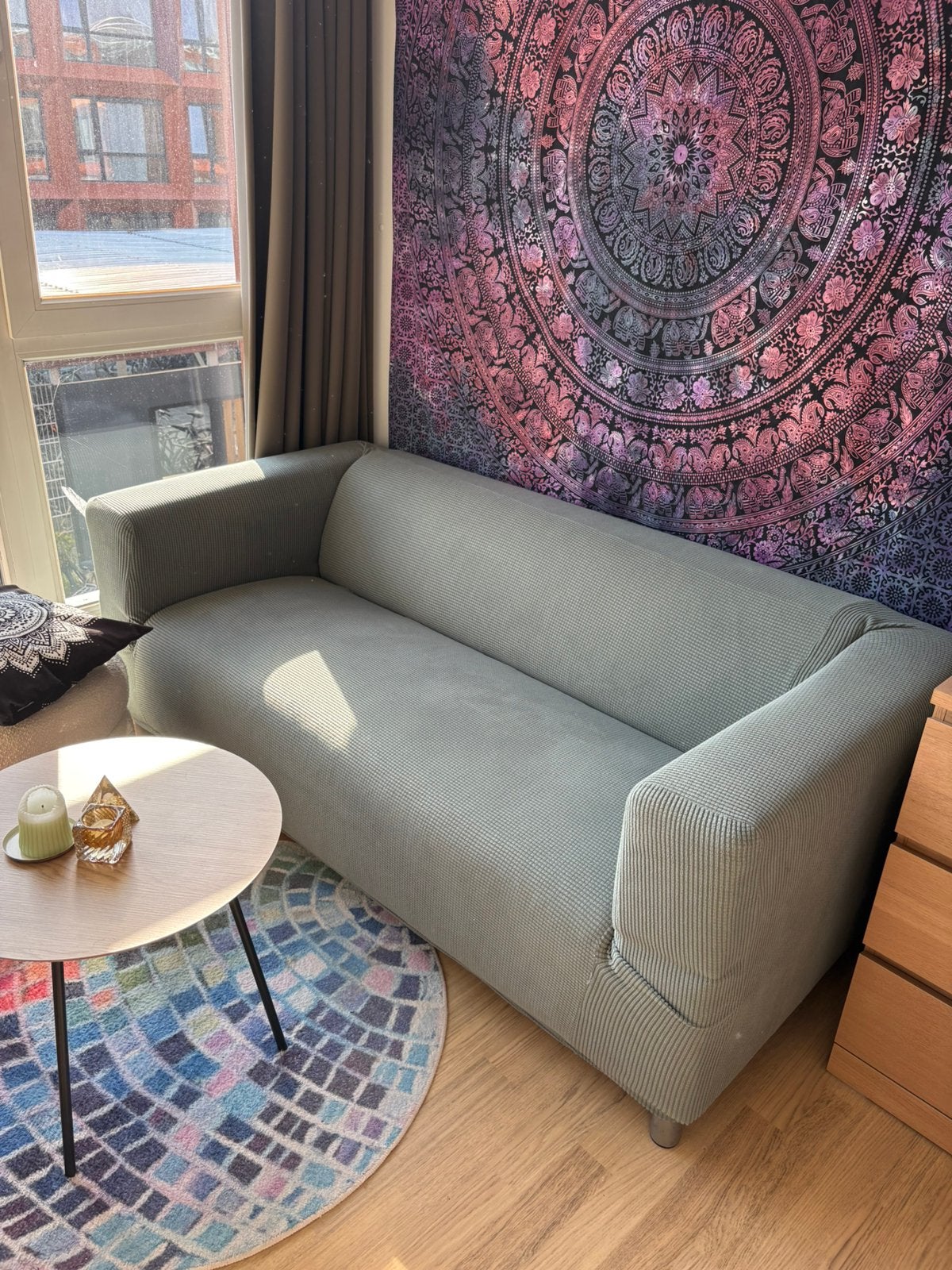 Ikea Klippan bank met groene hoes, Ophalen, Gebruikt, Stof