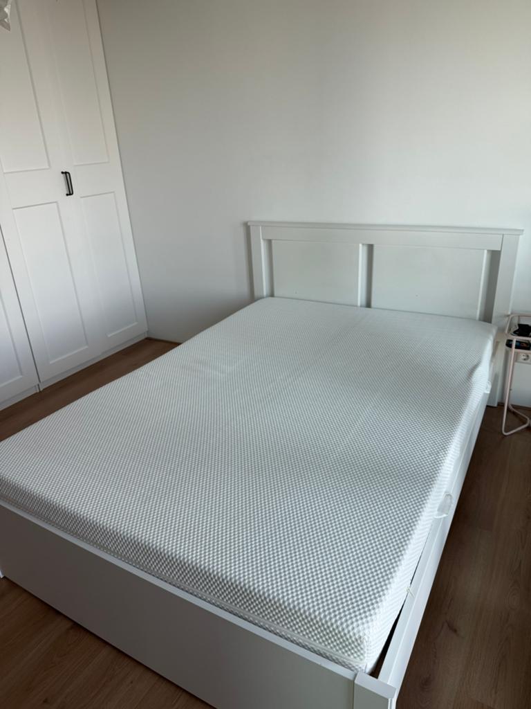 Bed ikea, Wit, Tweepersoons, Zo goed als nieuw, Hout